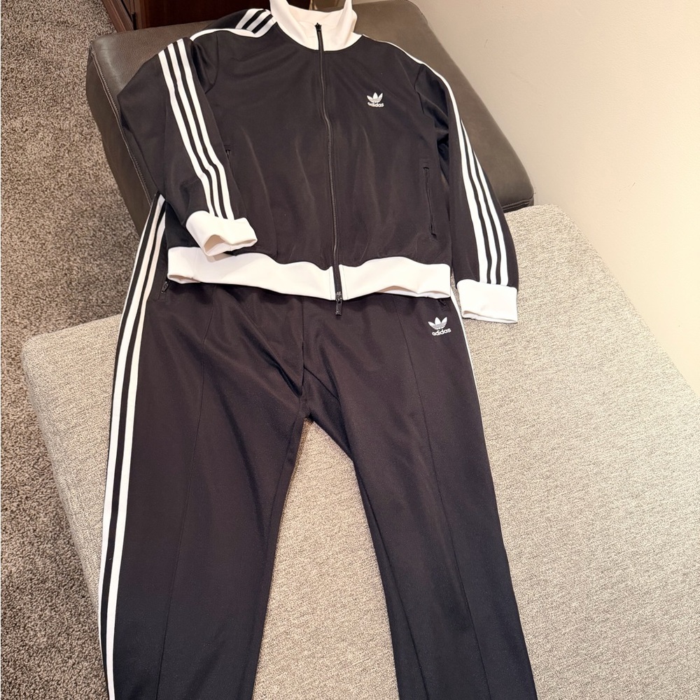 Adidas Black Tracksuit with White Accents XL